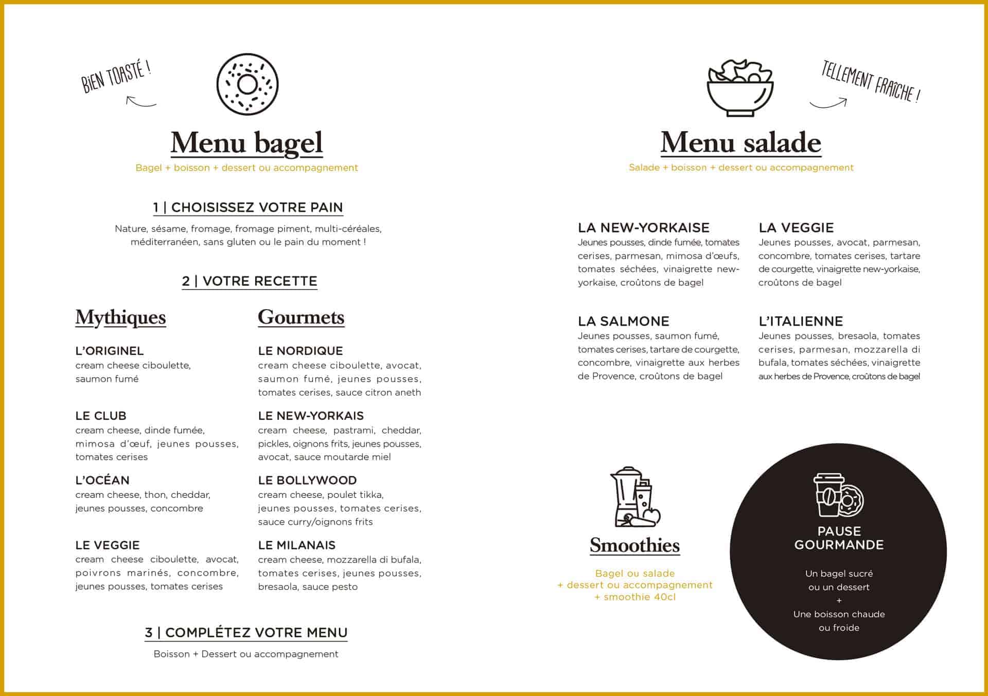 Bagel Corner La carte